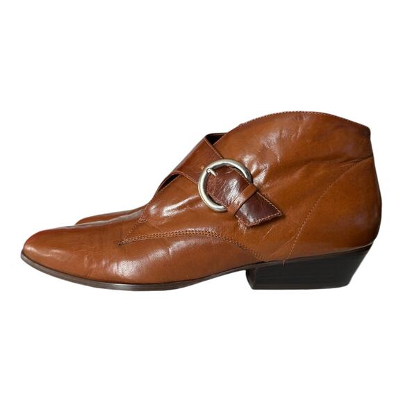 Vintage 9 West Mercedes brown boots with side buckle strap closing size 7.5 - Picture 3 of 16